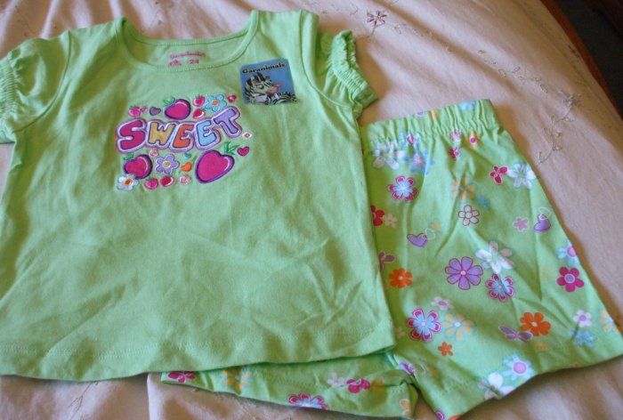 GARANIMALS Top/Short Outfit ~ Green ~ 24M / 2T ~ NWT