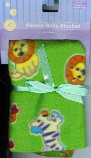 FLEECE BABY BLANKET Receiving Green Lion Giraffe