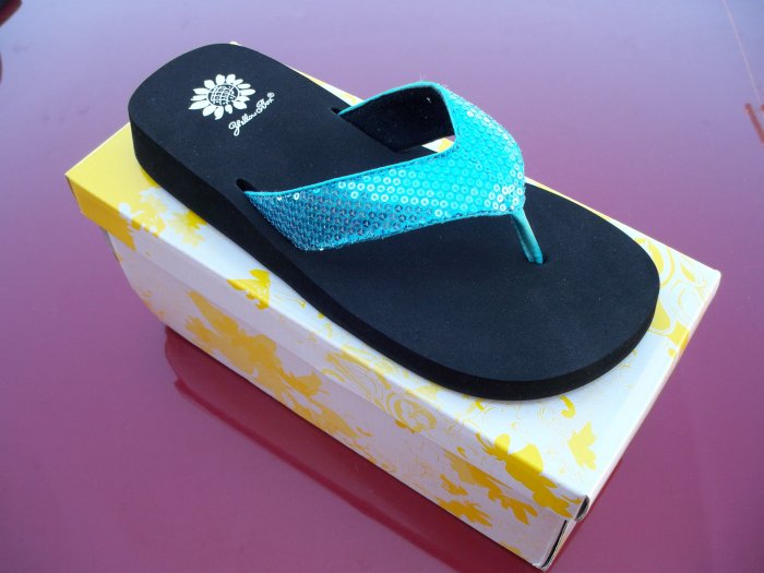 Cool Turquoise Flip Flops from Yellow Box - Size 8.5
