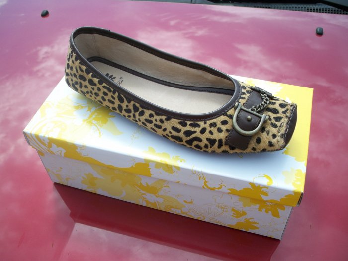 "Bushy" Leopard Print Flat from Yellow Box - Size 7