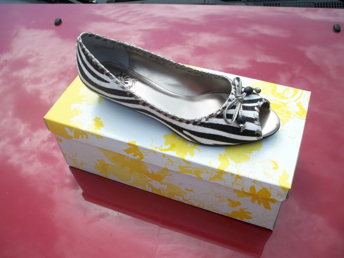 "Detroit" Zebra Print Flat from Yellow Box - Size 6.5