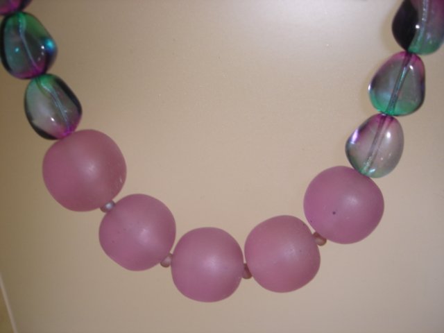 Green & Mauve necklace - sterling silver