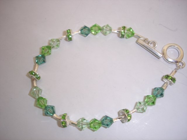 Silver/Crystal Green Bracelet