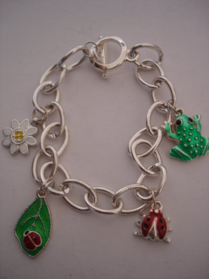 Silver chain links with Charms