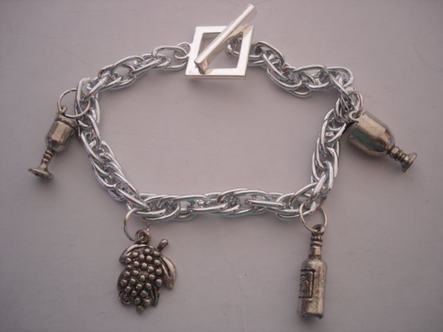 Silver chain with wine Charms