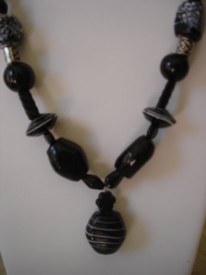 Chunky black stone necklace