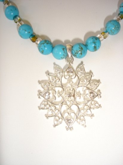 Turquoise and silver Gemstone necklace
