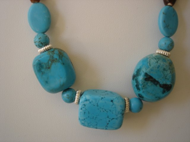 Turquoise/brown Agate Gemstone Necklace