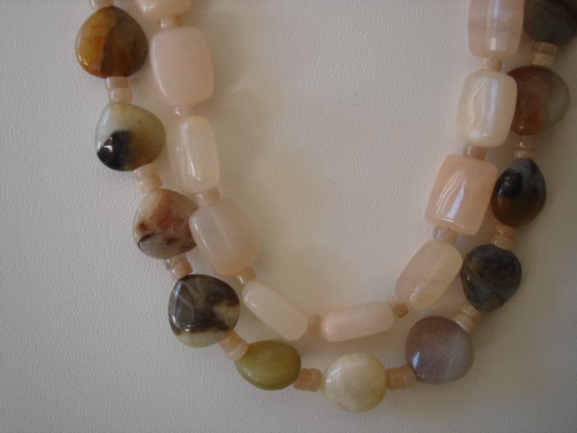 Jasper and Quartz Double stranded Gemstone Necklace