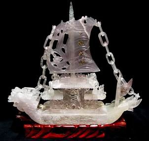 Natural Fluorite Dragon Boat For Business