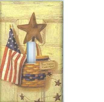 Americana Flag with basket Switchplate Switch plate