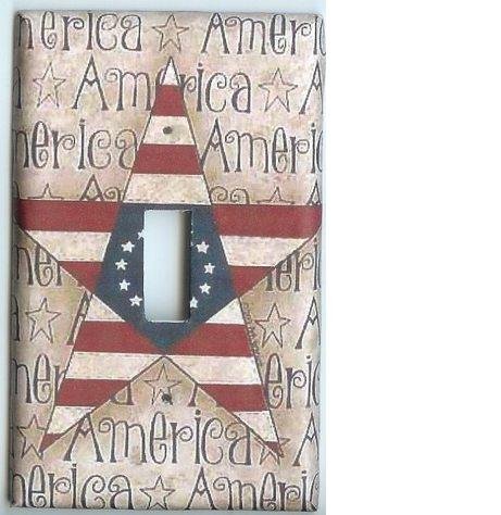 Americana Star Flag single light switch plate cover switchplate
