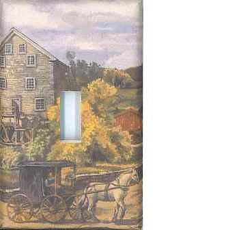 Amish farm decorative single light switch plate cover switchplate