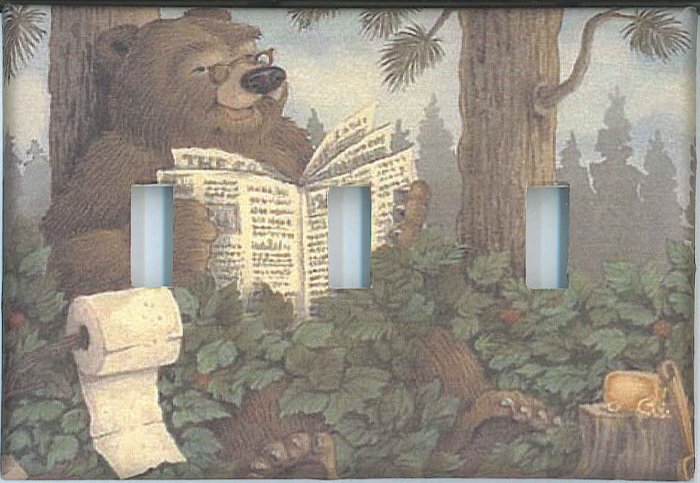 Bathroom Bear decorative triple light switch plate switchplate