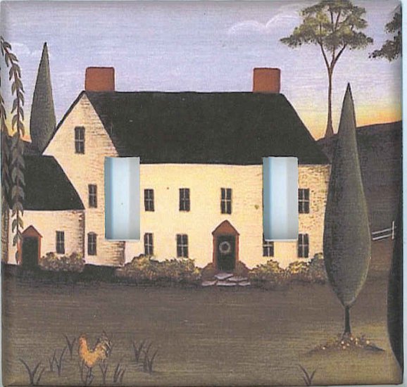 Folk Art House custom double light switchplate cover switch plate