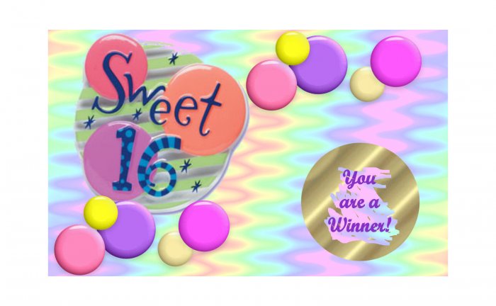 12 SWEET 16 Birthday Favors Scratch Off Game Tickets PERSONALIZED