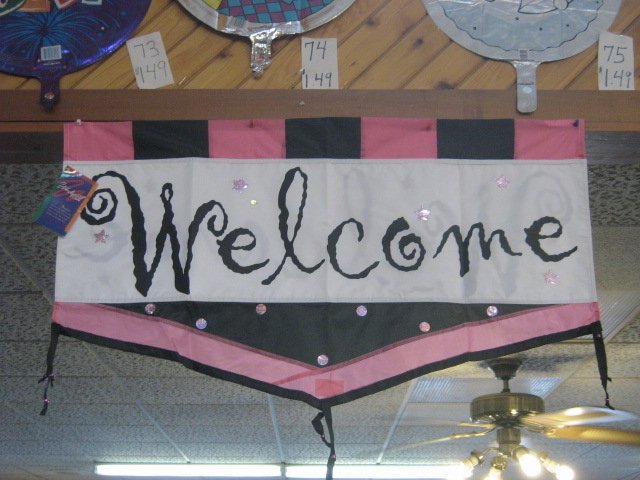 Windsport by GANZ Welcome Banner Pink Black Stars #095752