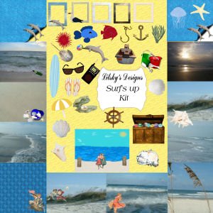 "Surfs Up" Full Digital Scrapbook Kit