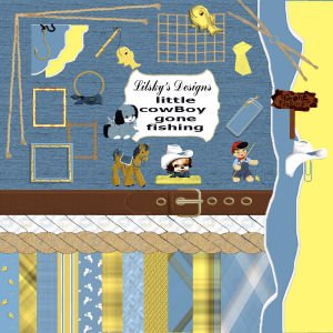 "Little Boy Gone Fishing" Full Digital Scrapbook Kit