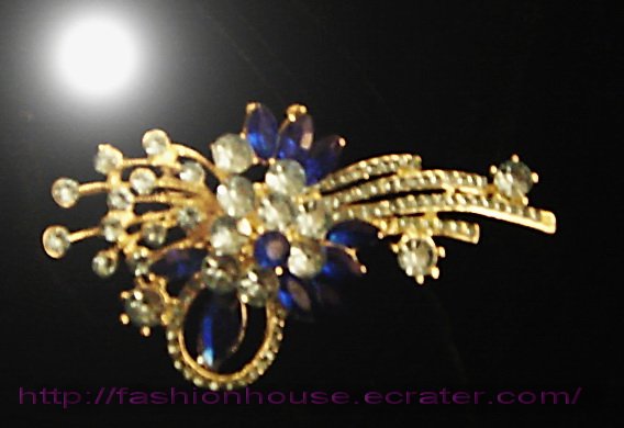 nnc1005 Blue Crystal Flower Golden Pin
