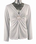 Stretch Knit V-neck Top (Plus Size)-0001WT-LZ014-b2b