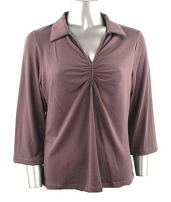 Stretch Knit V-neck Top (Plus Size)-0050CF-JA004-b2b