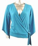 Stretch Knit Surplice V-neck Top (Plus Size)-1001BL-BB204-b2b