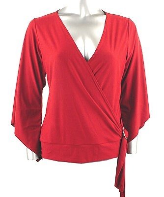 Stretch Knit Surplice V-neck Top (Plus Size)-1001WN-BB204-b2b