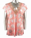 Stretch Knit V-neck Top (Plus Size)-4512PN-ES529-b2b
