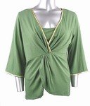 Stretch Knit V-neck Top (Plus Size)-4466GN-ES208-b2b