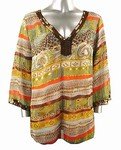 Shimmery Georgette V-neck Top (Plus Size)-4268LM-ES024-b2b
