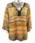 Shimmery Georgette V-neck Top (Plus Size)-4268BL-ES024-b2b