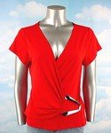 Stretch Knit Surplice Top (Plus Size)-2080RD-BB104-b2b