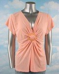 Stretch Knit V-neck Top (Plus Size)-1070PC-EX114-b2b