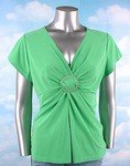 Stretch Knit V-neck Top (Plus Size)-1070LM-EX114-b2b