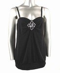 Stretch Knit Strap Top (Plus Size)-4582BK-ES156-b2b