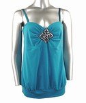Stretch Knit Strap Top (Plus Size)-4582BL-ES156-b2b