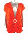 Stretch Knit V-neck Top (Plus Size)-4613RS-ES019-b2b