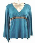 Stretch Knit V-neck Top (Plus Size)-4629BL-ES104-b2b