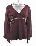 Stretch Knit V-neck Top (Plus Size)-4629BR-ES058-b2b
