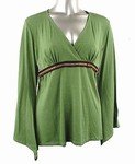 Stretch Knit V-neck Top (Plus Size)-4629GN-ES058-b2b