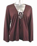Stretch Knit Keyhole Top (Plus Size)-4644BR-ES528-b2b