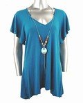 Stretch Knit V-neck Top (Plus Size)-4649BL-ES204-b2b