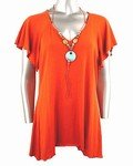 Stretch Knit V-neck Top (Plus Size)-4649RS-ES204-b2b