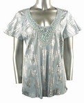 Stretch Knit V-neck Top (Plus Size)-4962JD-ES529-b2b