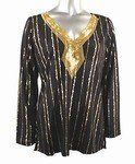 Stretch Knit V-neck Top (Plus Size)-4895BK-ES529-b2b