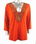 Stretch Knit V-neck Top (Plus Size)-4806RS-ES109-b2b