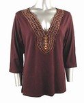 Stretch Knit V-neck Top (Plus Size)-4806BR-ES109-b2b