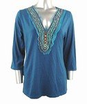 Stretch Knit V-neck Top (Plus Size)-4806BL-ES109-b2b