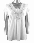 Stretch Knit V-neck Top (Plus Size)-4785WT-ES157-b2b